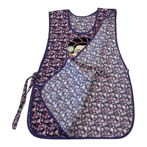 MEXICAN BRAND Apron O/S Purple Floral Frida Kahlo Embroidery Design Front Pocket - Picture 7 of 7